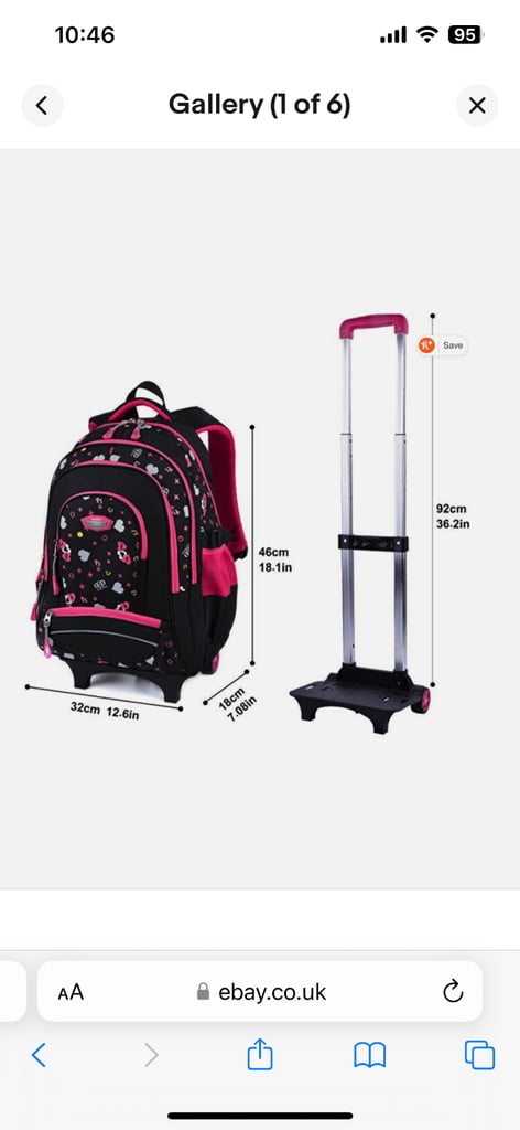 Unused Rolling / Wheeled trolley Backpack