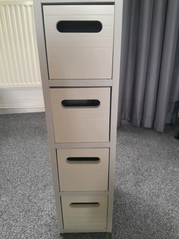 image for Mdf white tower  storage drawers.