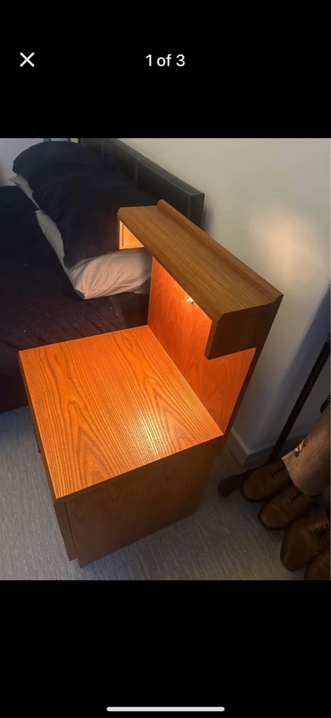 Wooden G-PLAN side tables with built in lights