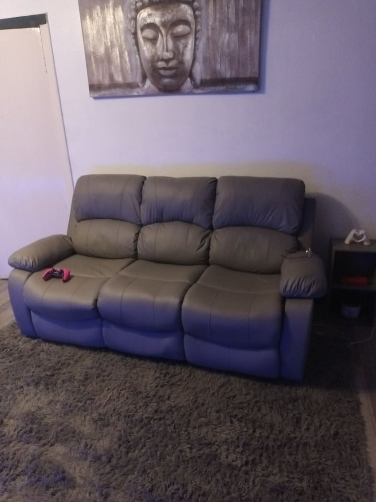 3 seater recliner faux leather sofa