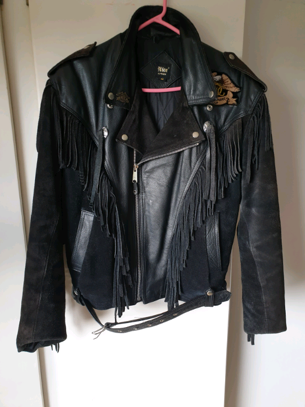 Leather/suede tassle bikers jacket