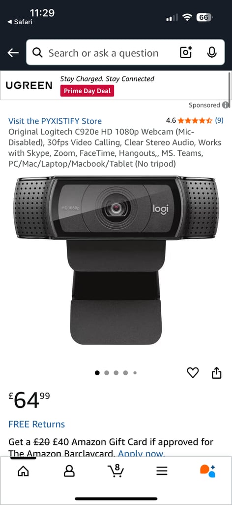 image for NEW, Logitech C920e HD 1080p Webcam for laptop pc MacBook, 30 available (NO BOX) CAN DELIVER