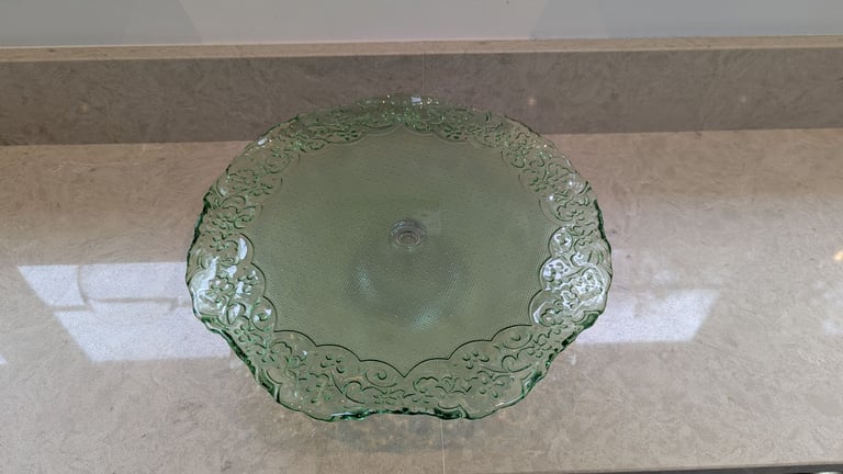 image for Green glass cake stand