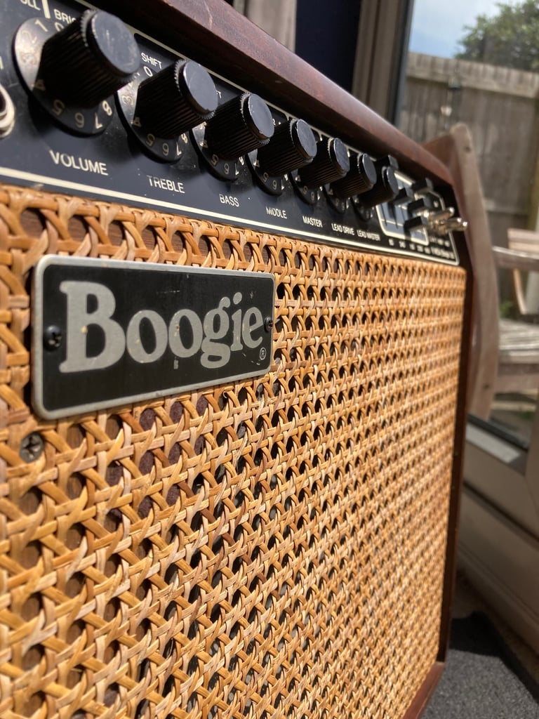 Mesa Boogie Mark III Purple Stripe with wheeled flight case