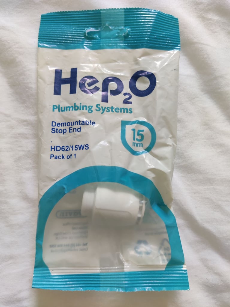 Hep2O HD62/15WS Demountable Stop End Cap 15mm - New