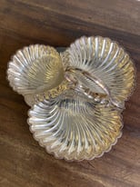 Silver plated 3 shell dish 
