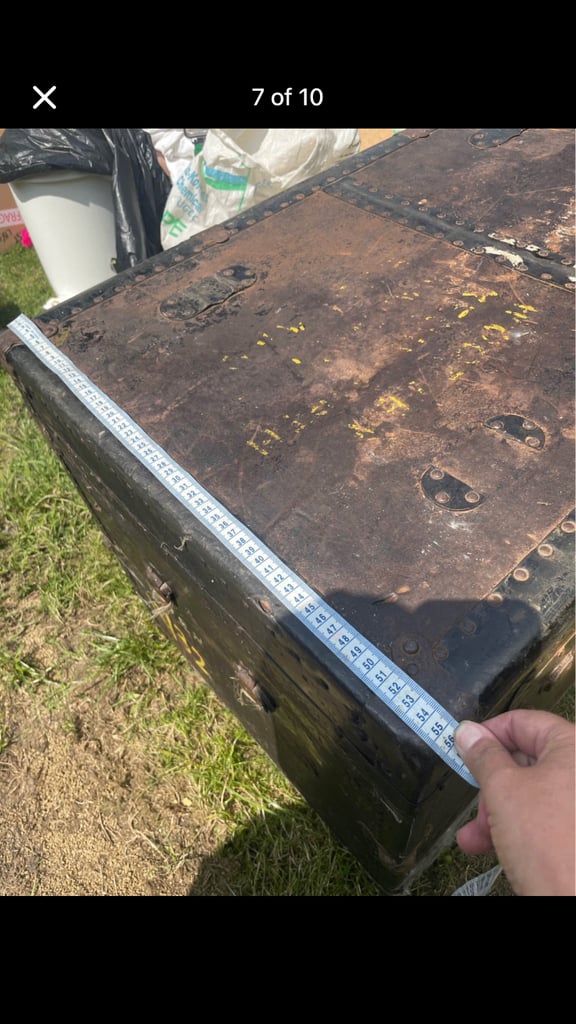 Antique metal & leather trunk