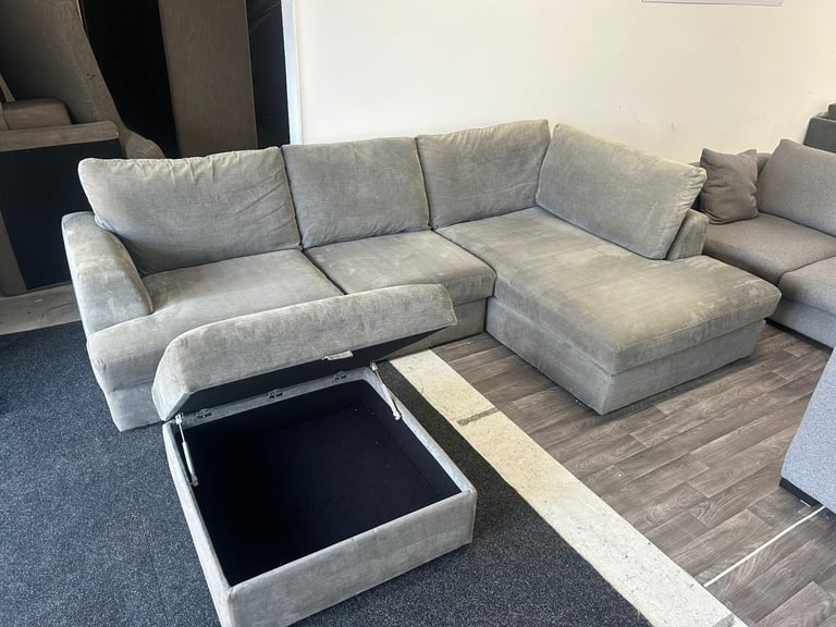 Grey NEXT L shape corner sofa with footstool (Can deliver!)
