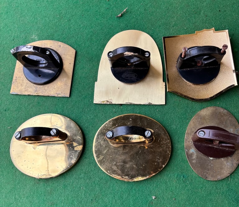 6 brass beer pump badges £40 the lot 