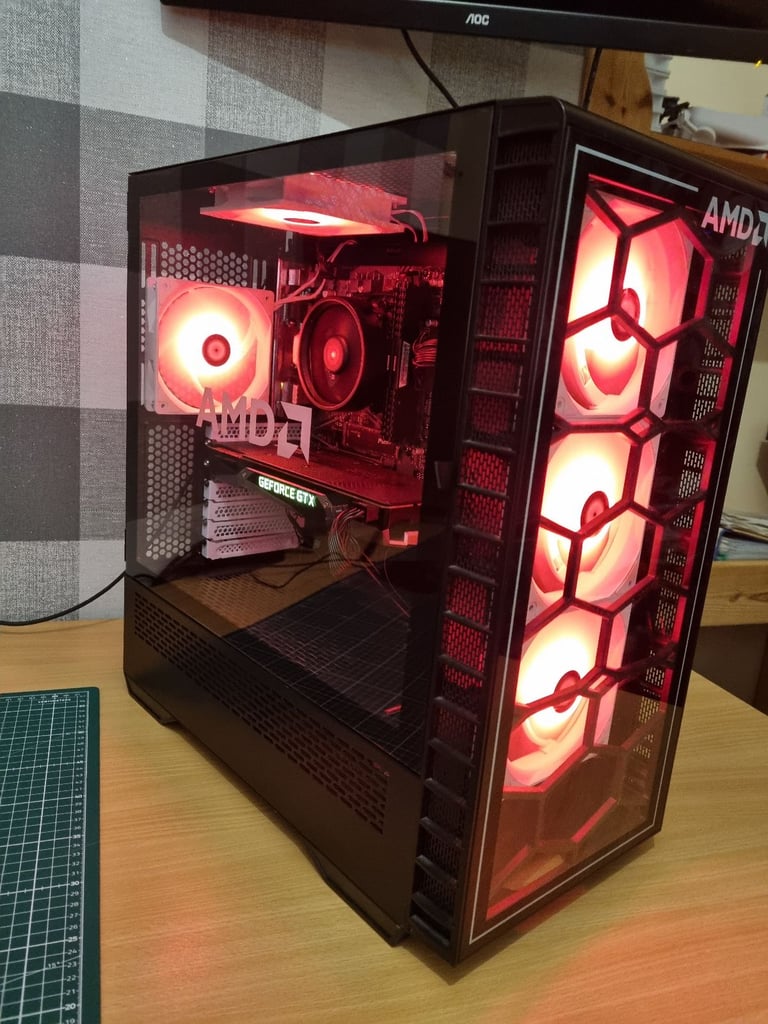 image for Gaming PC. Ryzen 5 2600, 24GB DDR4 ram, 500GB M.2, 1TB hard drive, Windows 11.