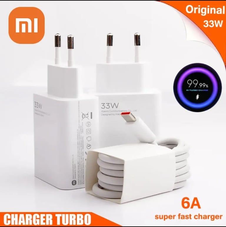 Original Xiaomi Turbo Charger 33WFast Power SupplyUSB European Plug+Type C Cable