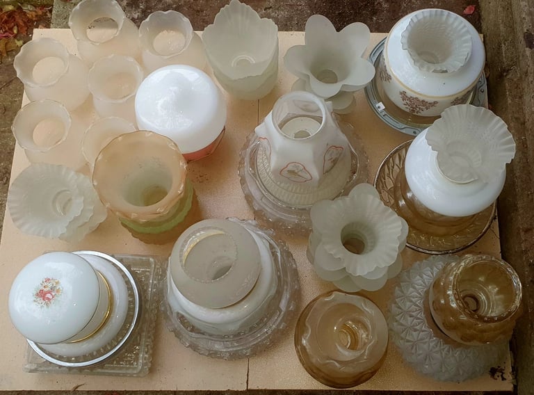 55 x Vintage Glass Lamp Shades