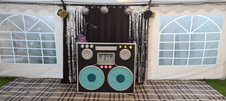 DJ disco booth and mixer deck