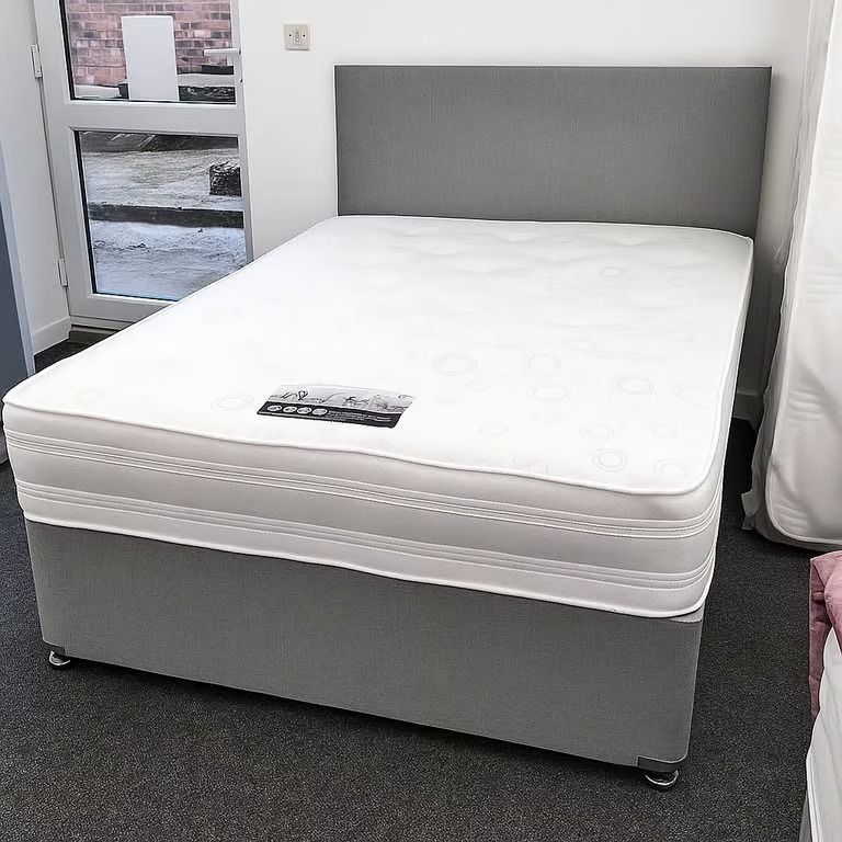 image for ** Small Double 4ft Divan Bed Base + Headboard + Mattress -------- Free Delivery && 10% OFF COD **