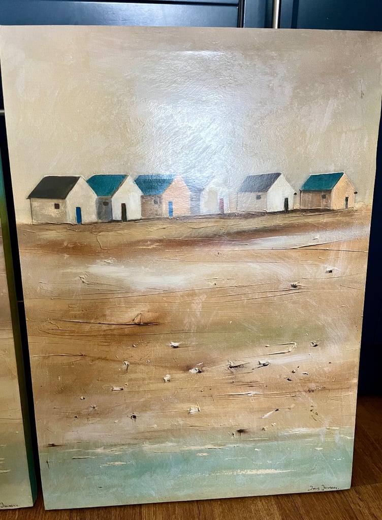 Pair of large canvas picture prints beach scene 