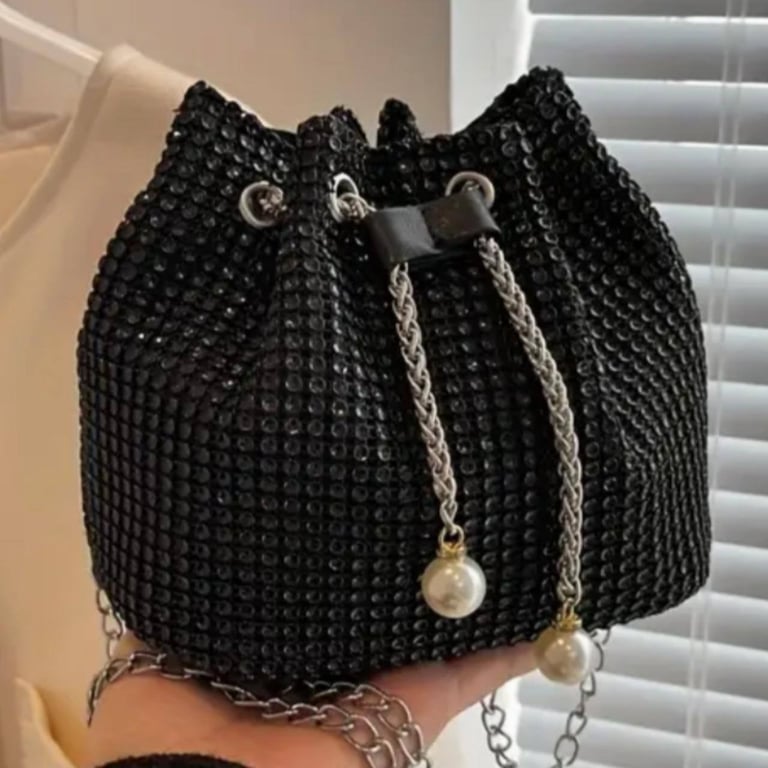 image for Black or Gold Rhinestone Bucket Bag
