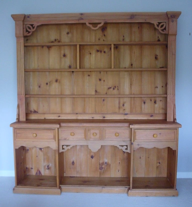 image for Large Vintage Dresser in solid pine with decorative woodwork