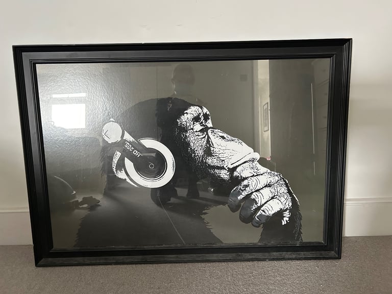 DJ monkey framed print