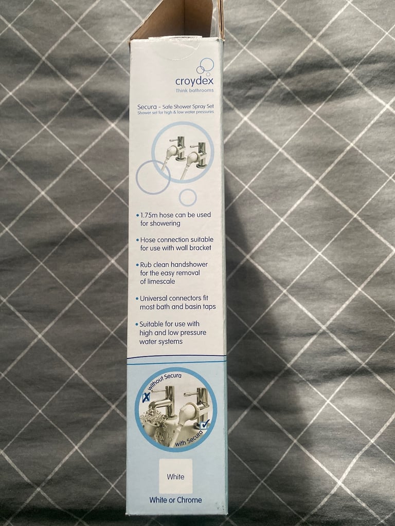 Croydex Secura-Safe Shower Spray Set, New in White. 