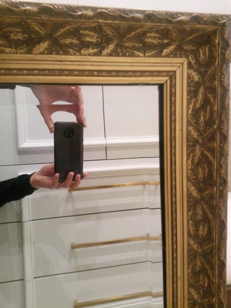 Large Solid Carved Wood Gold Wall Mirror, Mearsures 72 cm w x 88 cm h