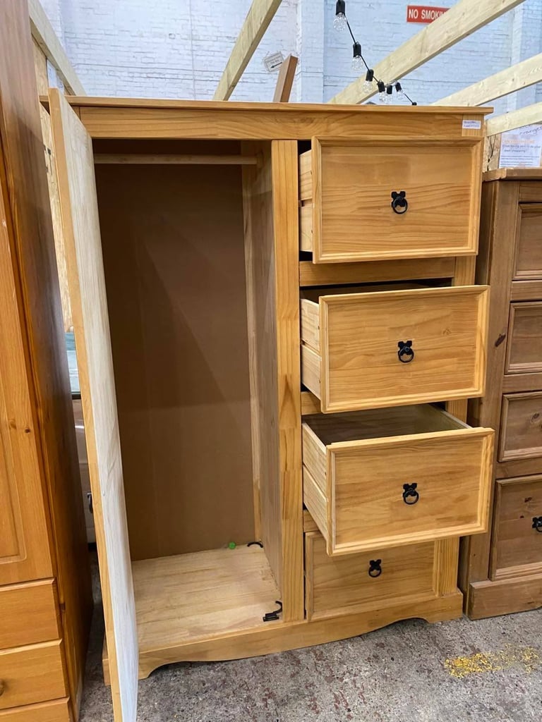 image for Small wardrobe with 4 drawers Corona pine
