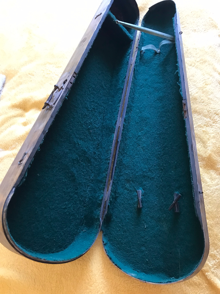 Antique Wooden ‘ Coffin ’ Violin Case Victorian Edwardian Wood
