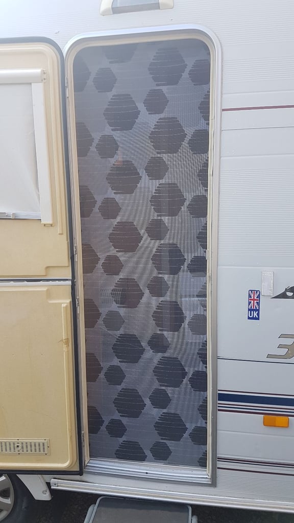 Main door fly nets for camper, caravan, motorhome or boat.