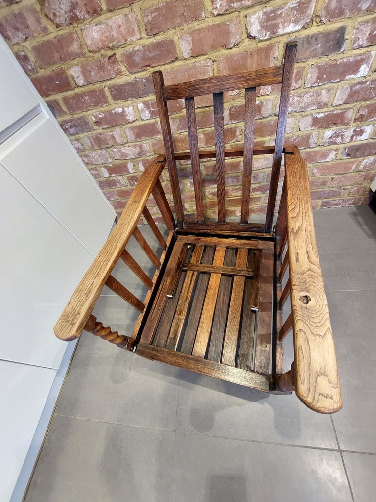 Vintage Steamer Chair, Armchair with Fold-Out Footrest