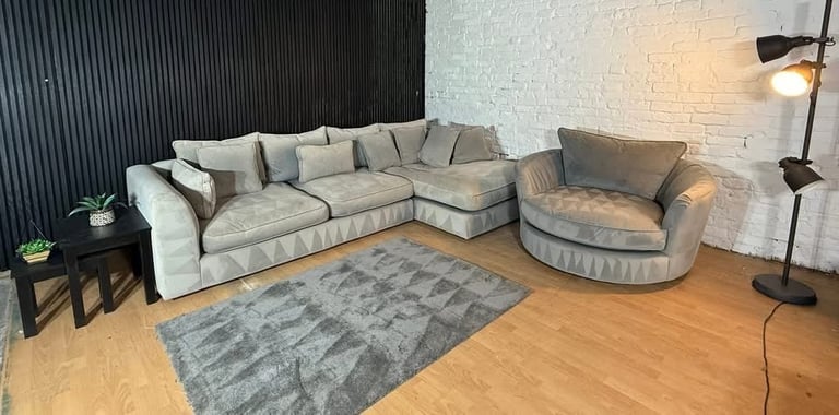 Barker & Stonehouse Corner Sofa + Matching Swivel Chair FREE SAME/NEXT DAY DELIVERY