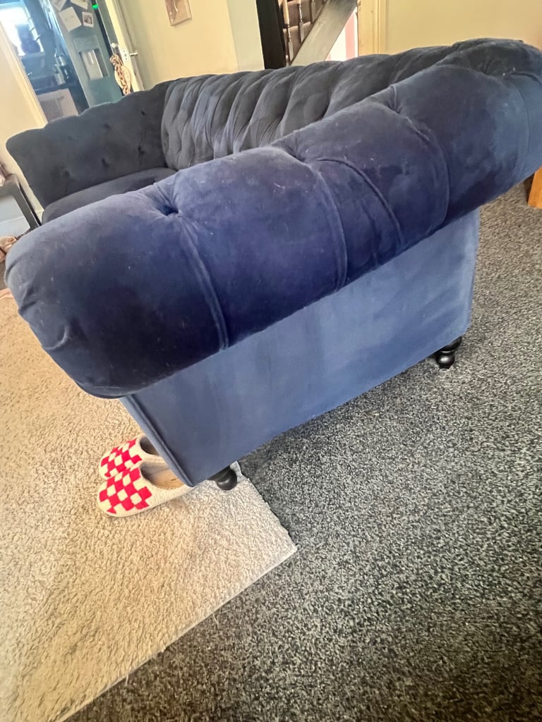 Next navy blue chesterfield 3x seater sofa 