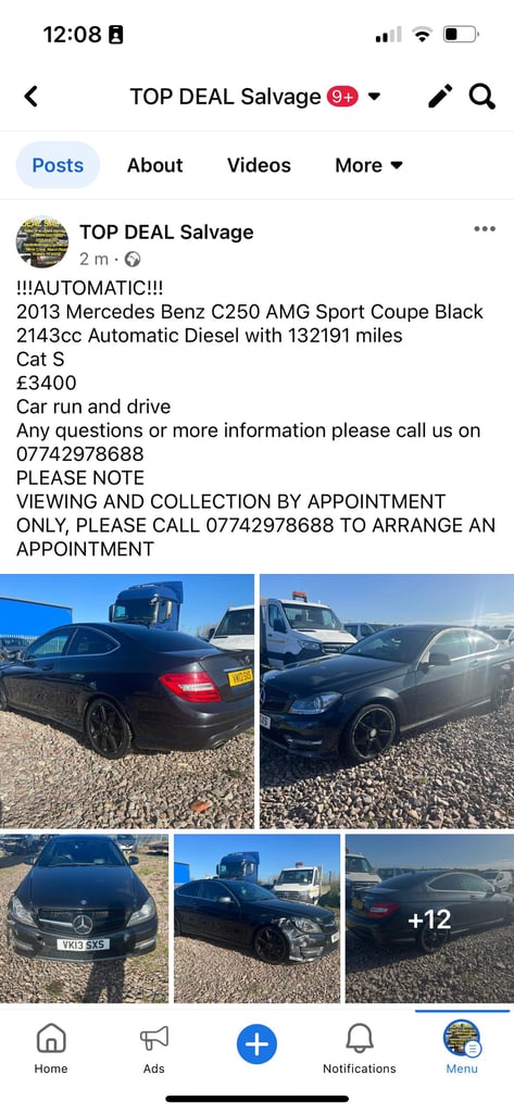2013 MERCEDES BENZ C250 AMG SPORT COUPE AUTOMATIC SALVAGE DAMAGED REPAIR CAT S 