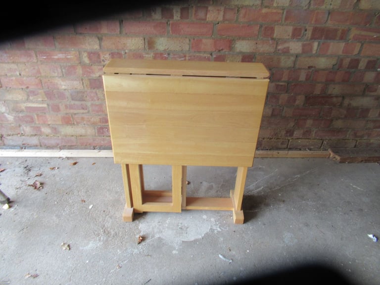 Compact beech coloured side table