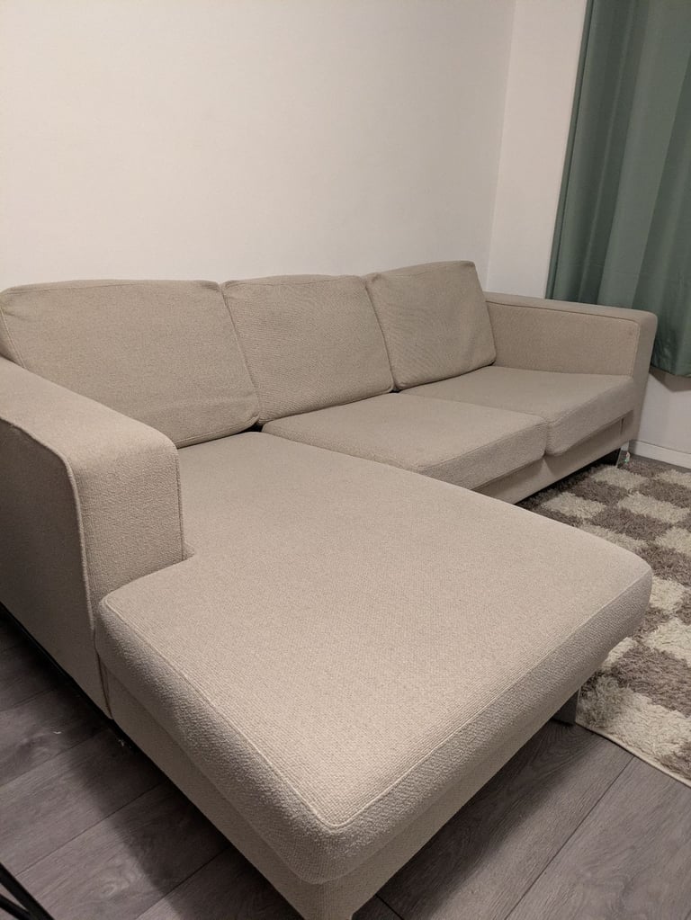 Beige l-shaped sofa 3 seater cream