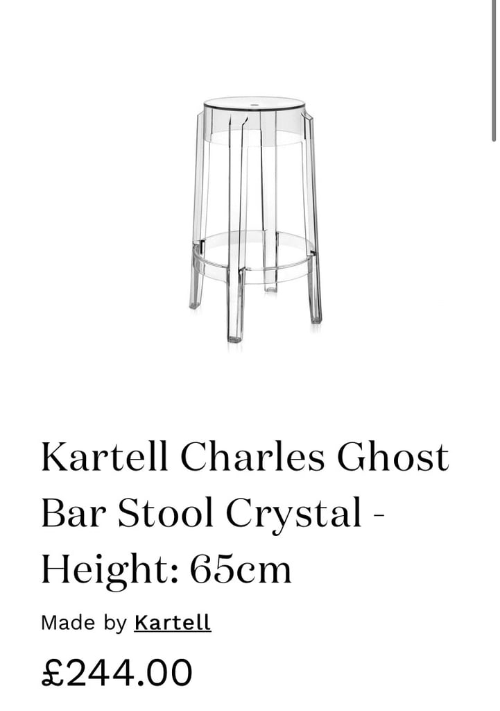 image for Original Charles Ghost bar stool by Kartell 