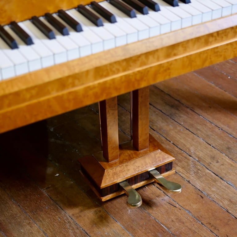 Art Deco Allison Baby Grand Piano Bird Eye Case | Delivery, Tuning, Warranty, Stool
