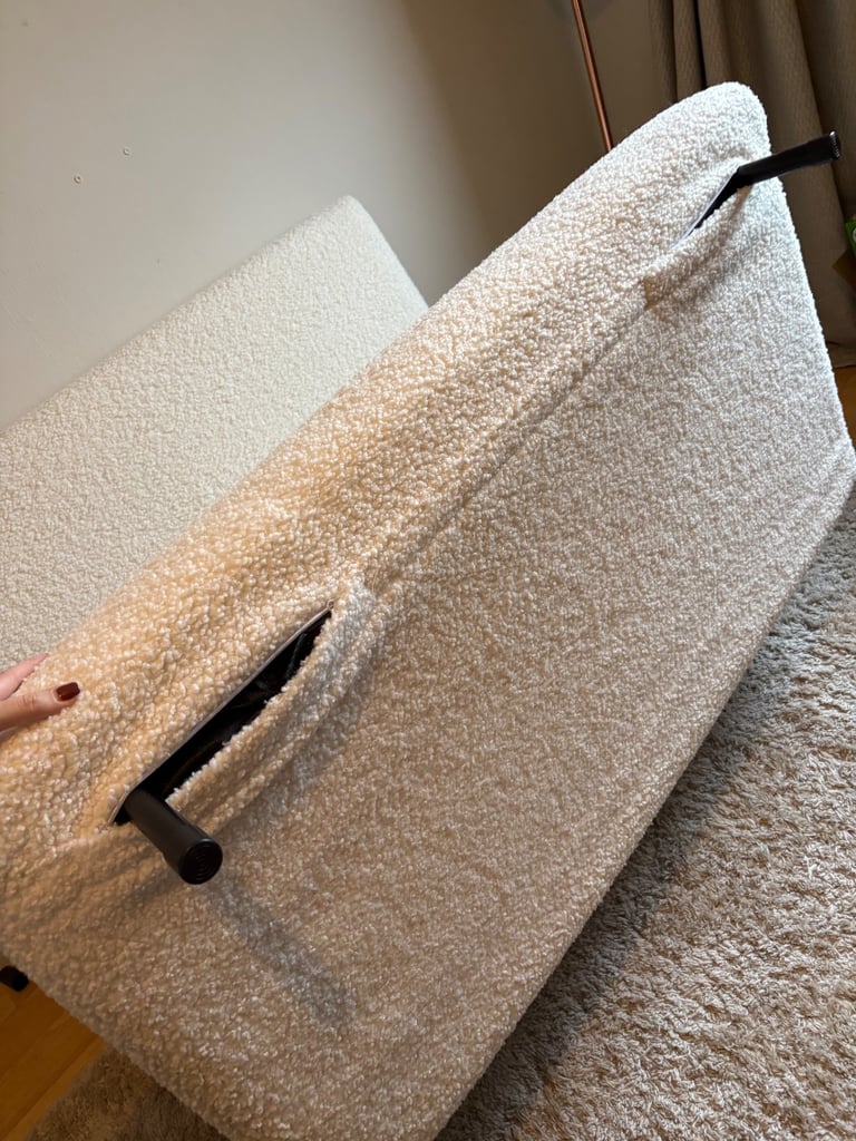 Double white boucle sofa bed