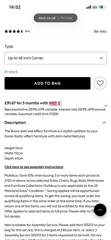 Next Bronx Oak & Black TV Stand