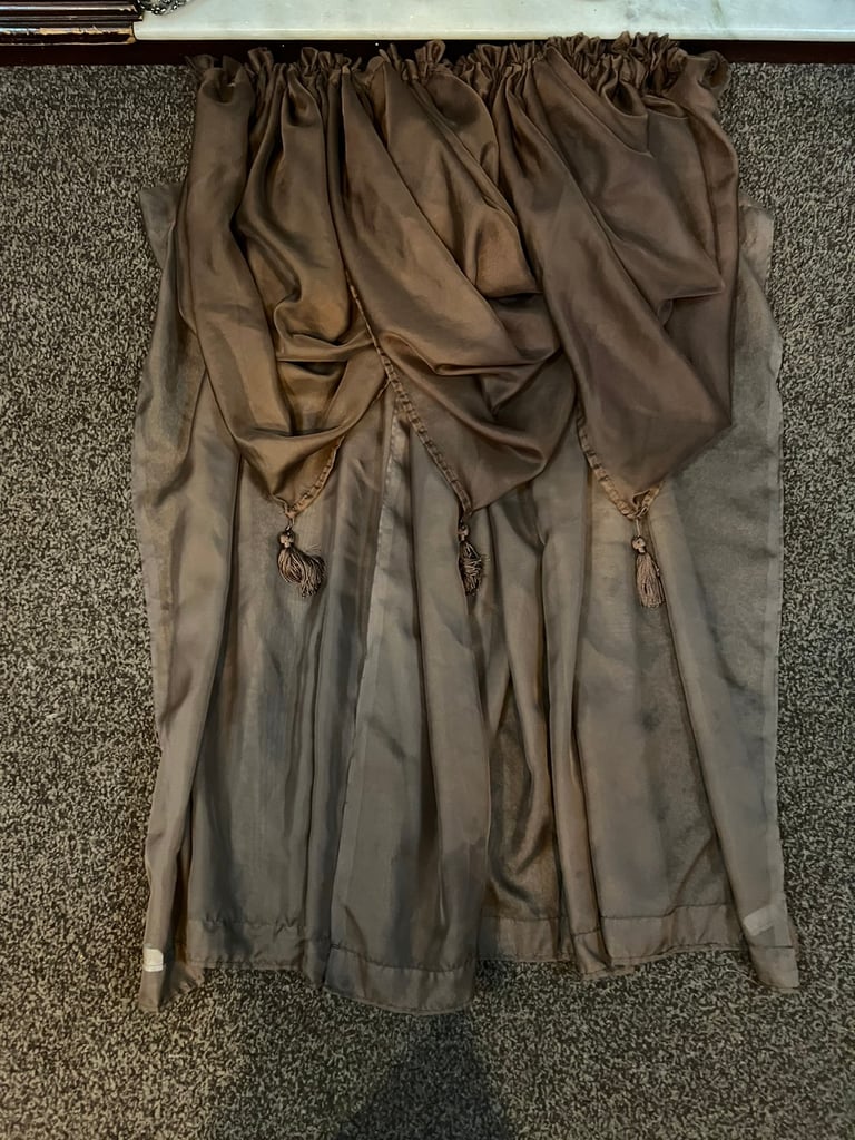 Brown Voile curtains & swags