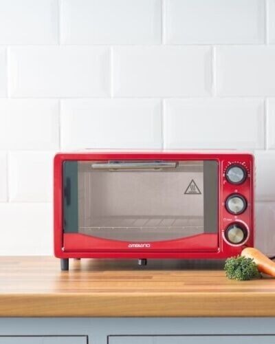 New AMBIANO 12L RED Mini Oven 1200W Temperature Control 60 MIN Timer Grill Toast