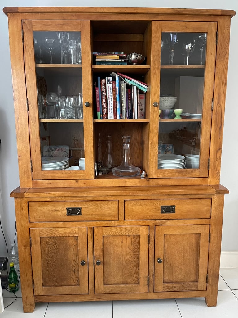 image for Solid oak kitchen dresser - medium brown