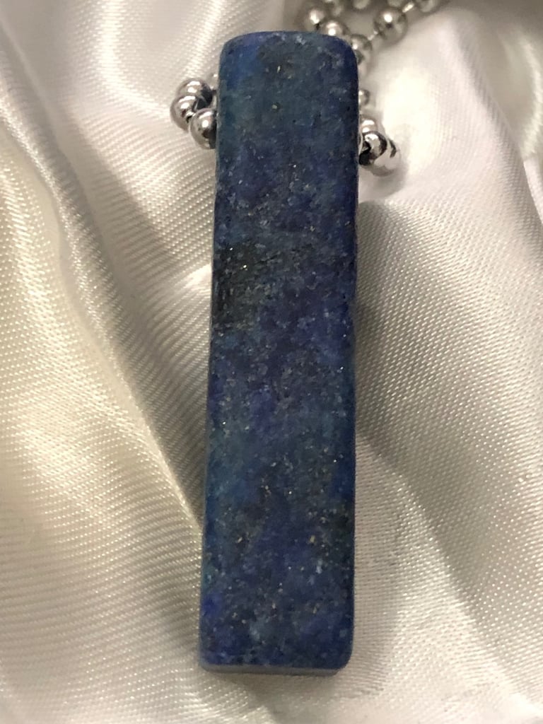 image for Natural Lapis Lazuli Pendant Necklace Steel Chain 24 Inch New 