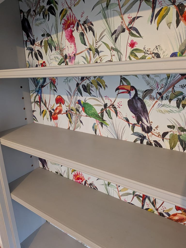 image for Upcycled Solid Pine Bookcase - Grey Tall Bookshelf