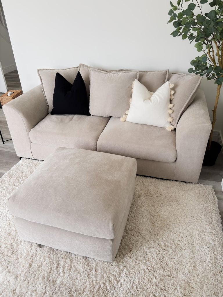 Sofa Club-Clapham 3-seater sofa-colour Summer Linen+FOOTSTOOL! New Price! 620 for all! Barely used!