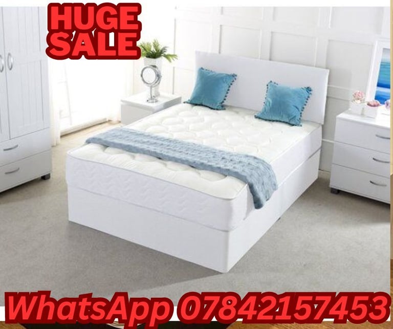 DOUBLE BED AND MATTRESS - SINGLE SIZE BED FRAME 