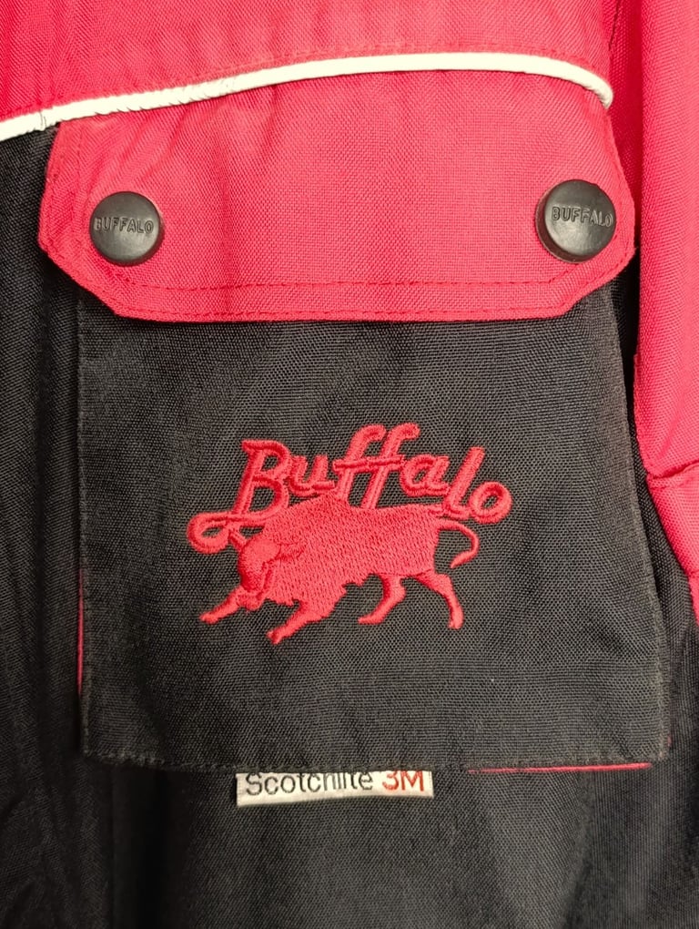 BUFFALO CE Armour Motorcycle Textile Jacket Men's M Black Red Cordura Scotchlite