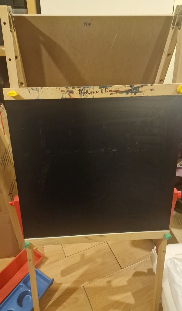 image for Melissa and Doug easel and wooden dolls house