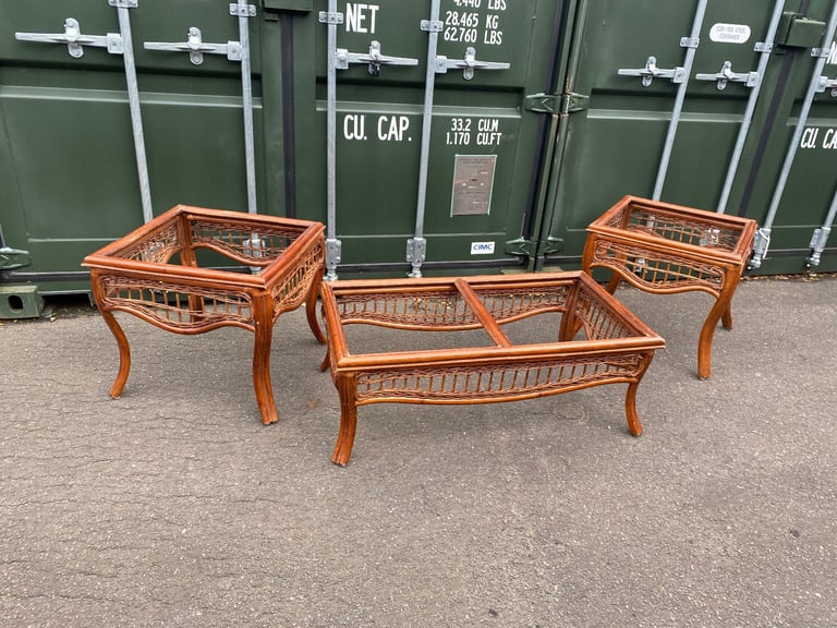 FREE Indonesian Bamboo Cane Coffee Table and Side Tables NO GLASS