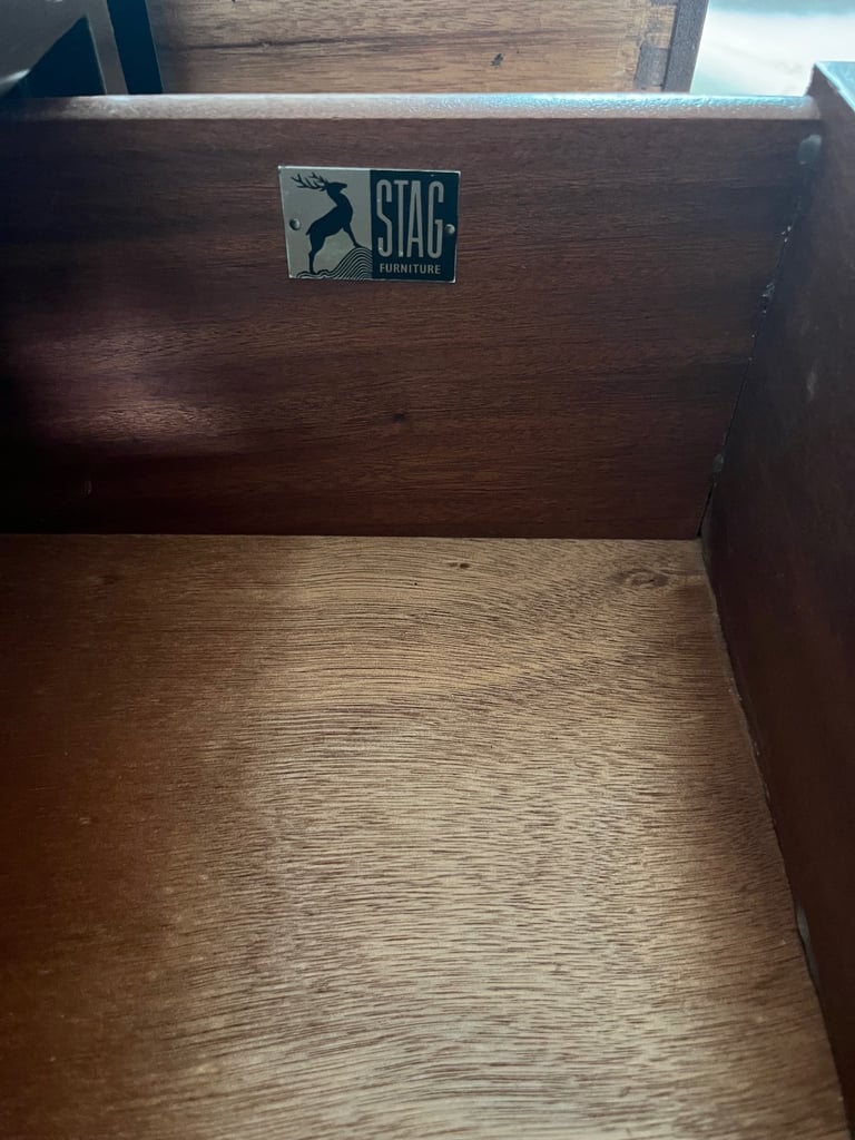 Mid century Stag pair of bedside tables/drawers