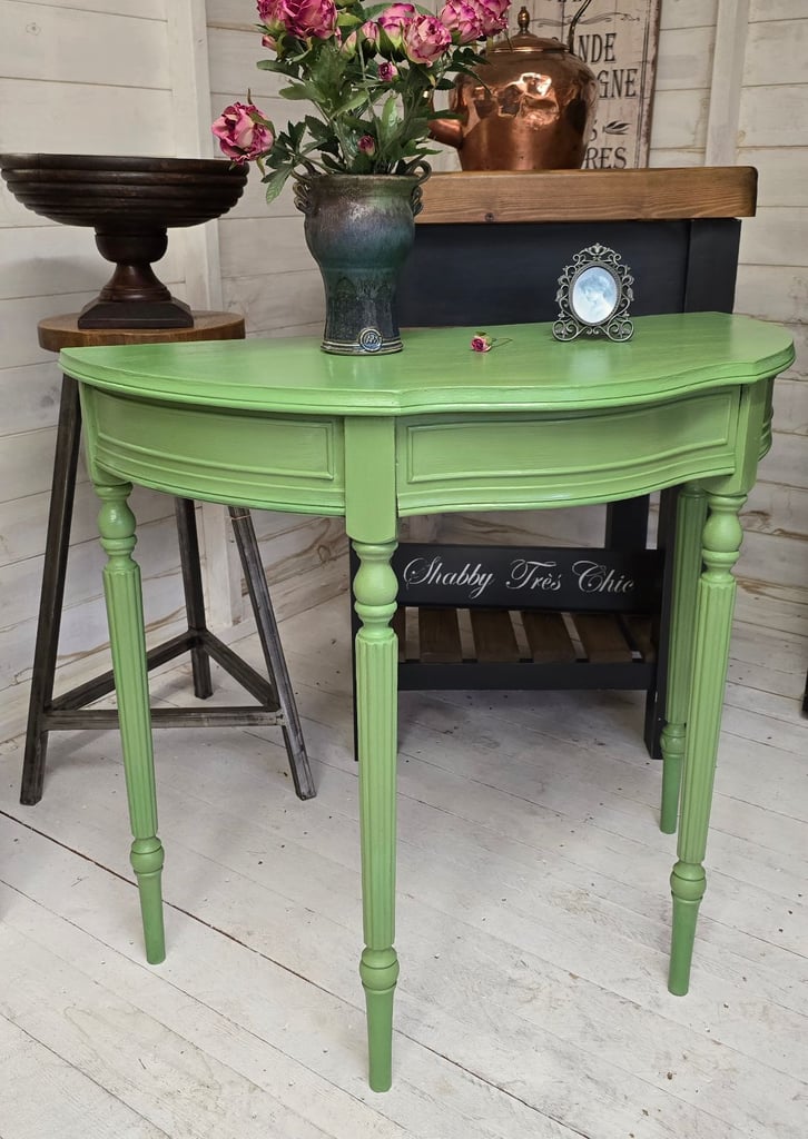 Vintage Half Moon Console Table With Secret Drawer
