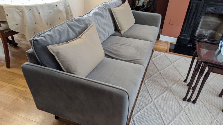 Blue velvet sofa
